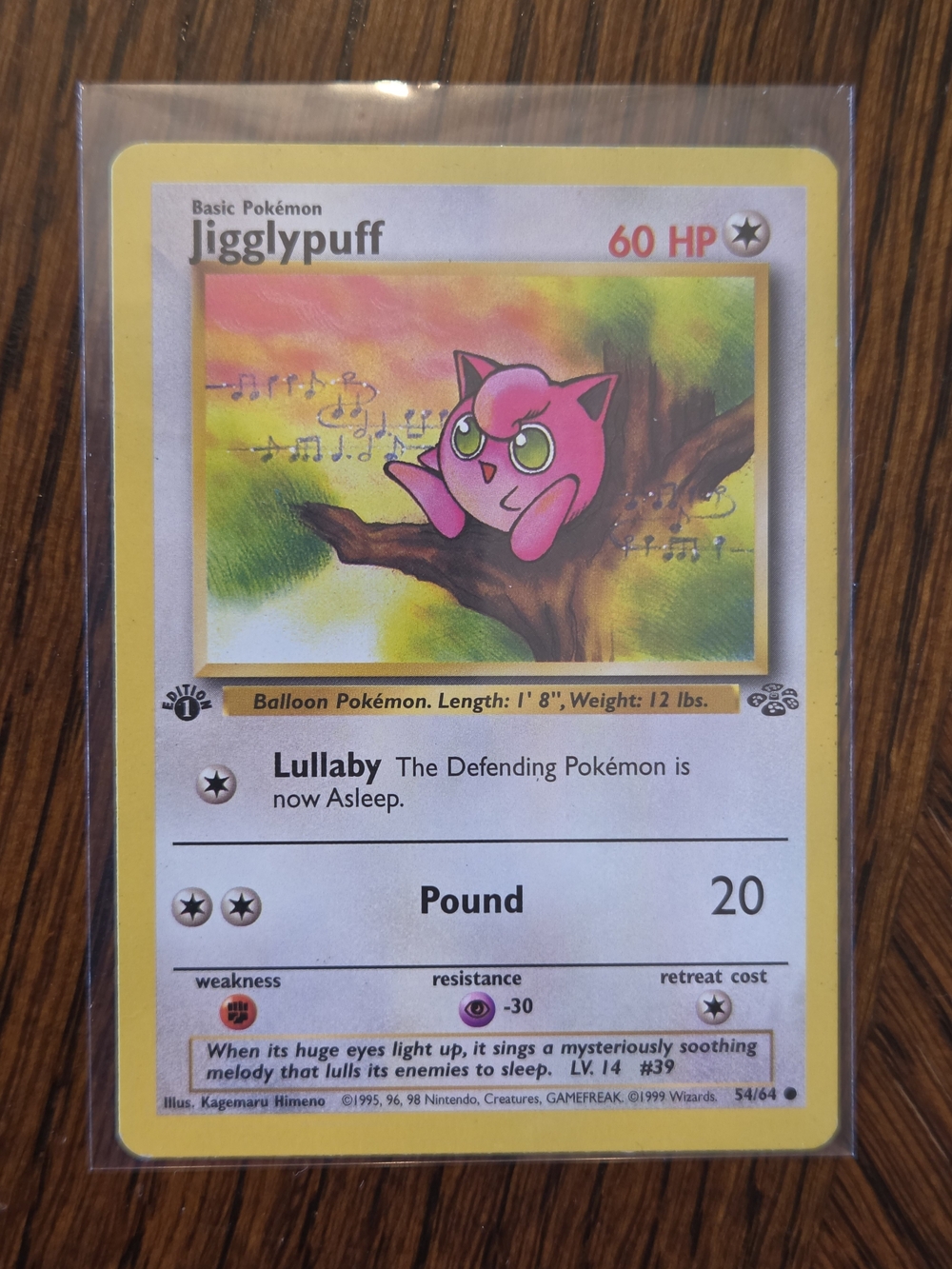 Vintage FIRST EDITION Pokemon Jigglypuff Trading Card 54/64